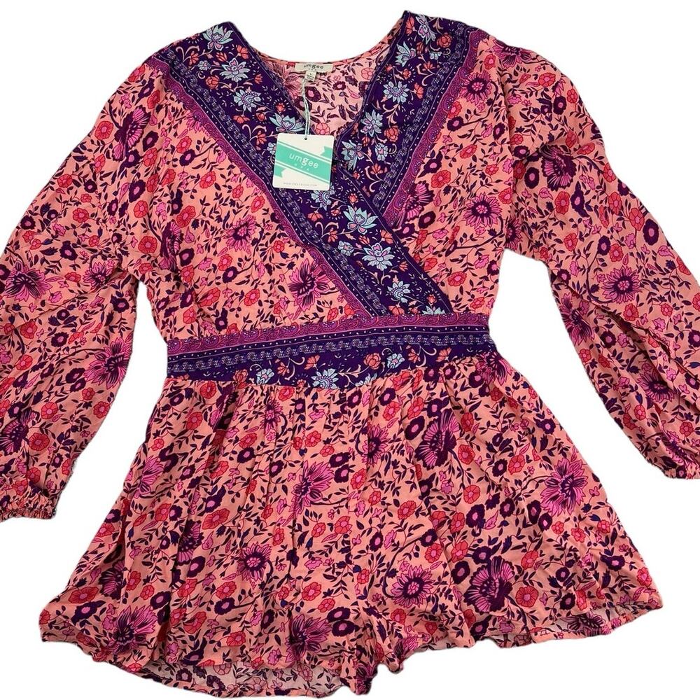 Umgee Pink and Purple Floral Jumpsuit